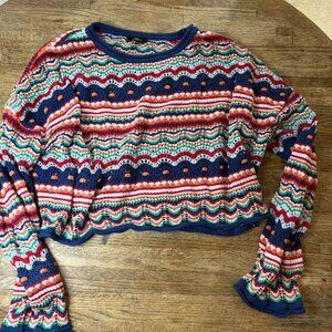 Mavi Turkish cotton colorful crochet sweater, size L